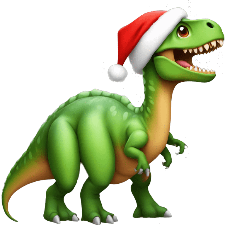 Dinosaur with Santa hat emoji