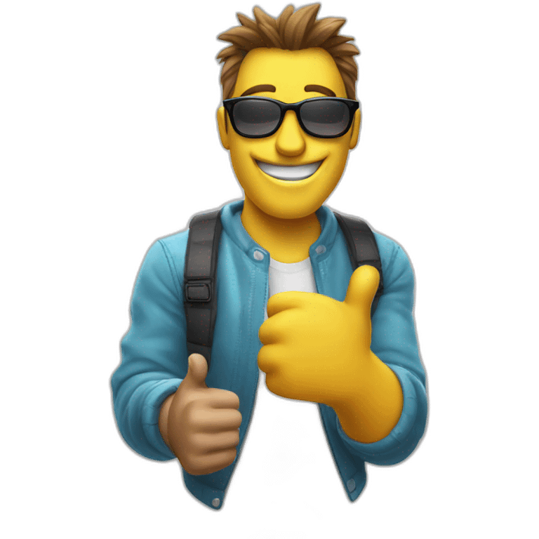 Smiley with cool glasses  and double thumbs up emoji