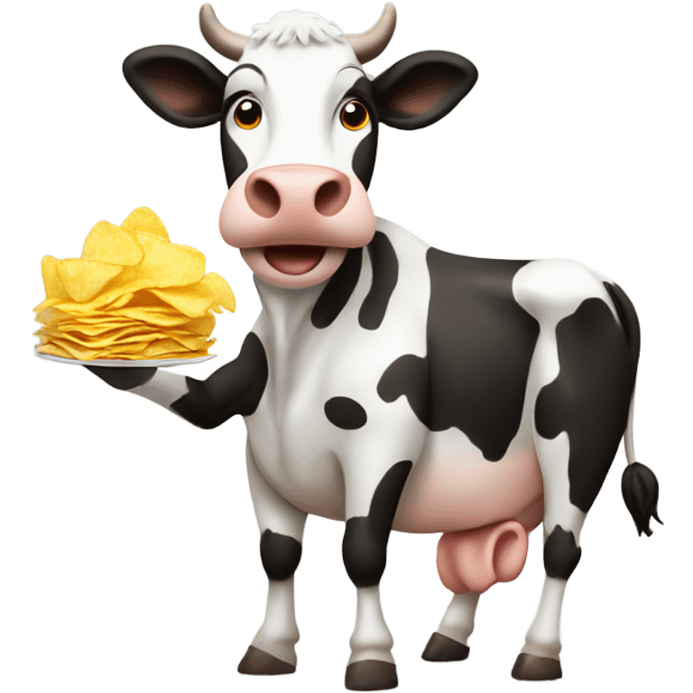 Cow eating potato chips emoji