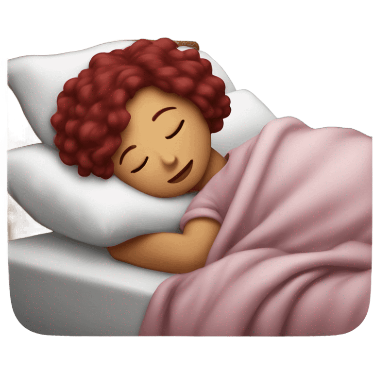 Burgundy haired girl sleeping in bed emoji