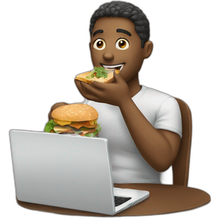 man eating lunch with laptop emoji