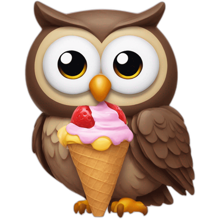 owl eating an icecream emoji