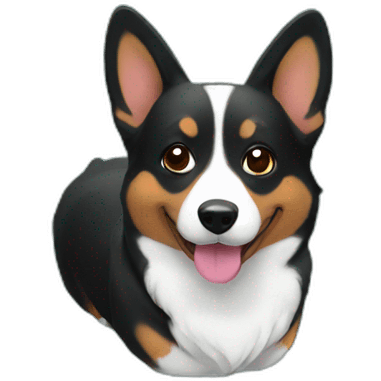 black corgi with ducks emoji