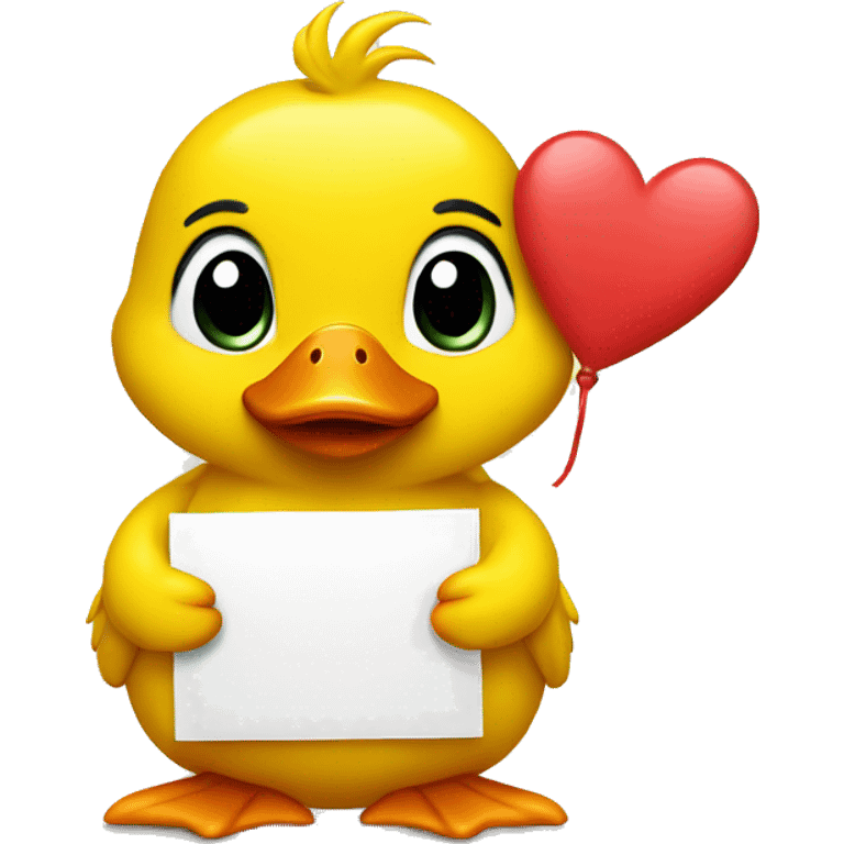 Yellow cute Duck holding love you sign emoji