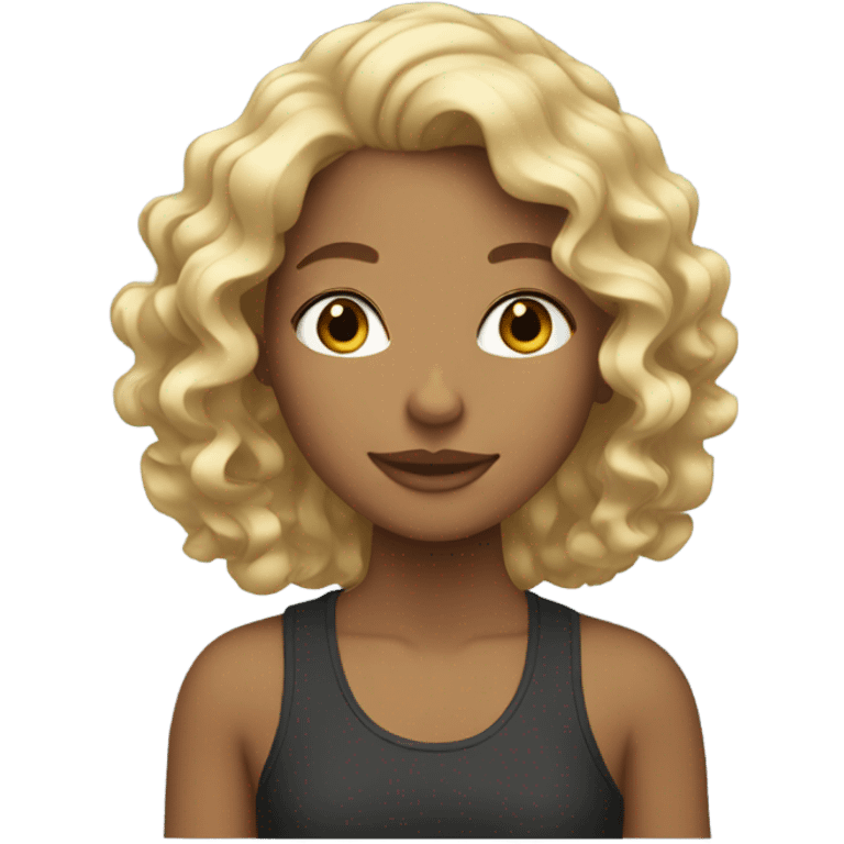 Tan girl with blond curly hair emoji