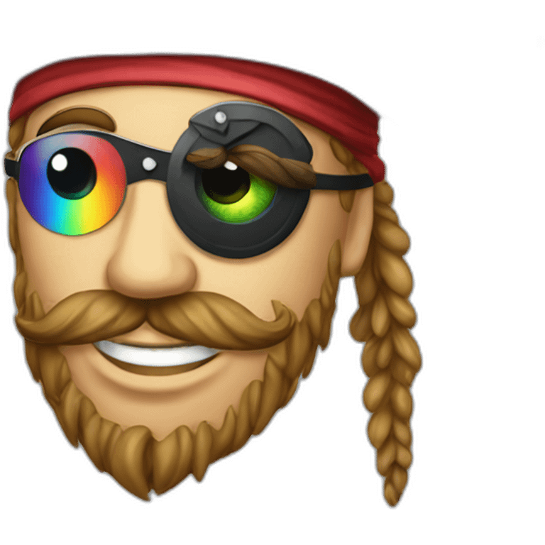 pirate with a hat and a rainbow eye-patch emoji