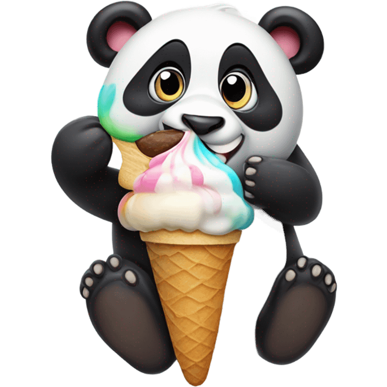 Panda eating ice cream emoji