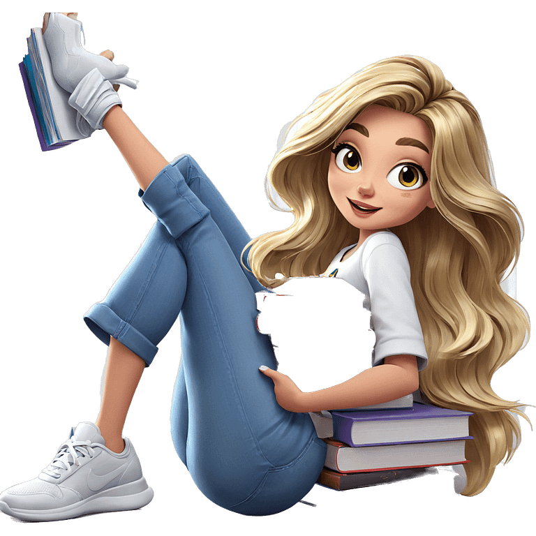 smiling girl with book indoors emoji