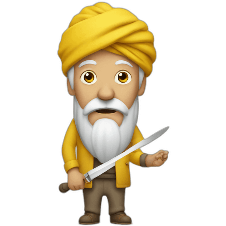 Old man in yellow turban with knife emoji