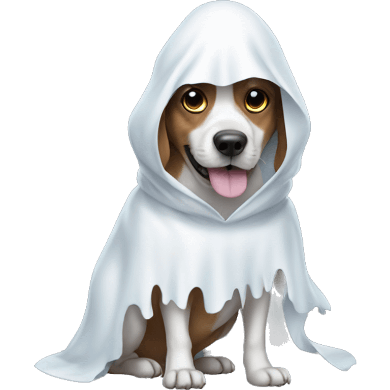 A dog in a ghost costume emoji