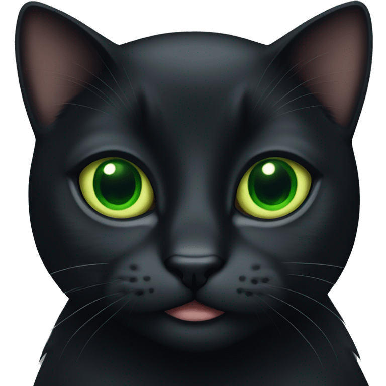 a black cat with green eyes emoji