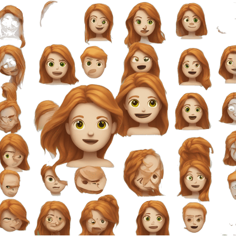 Female with long ginger hair funny face green eyes pale skin emoji