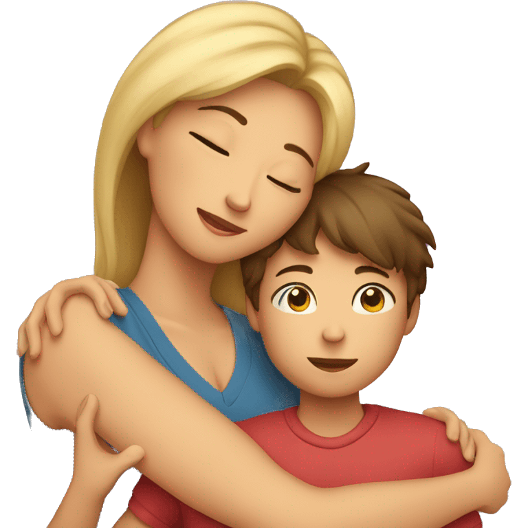 A mom hugging her son emoji