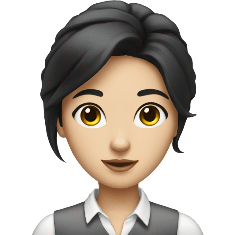 young cat's eye woman office worker with black hair emoji