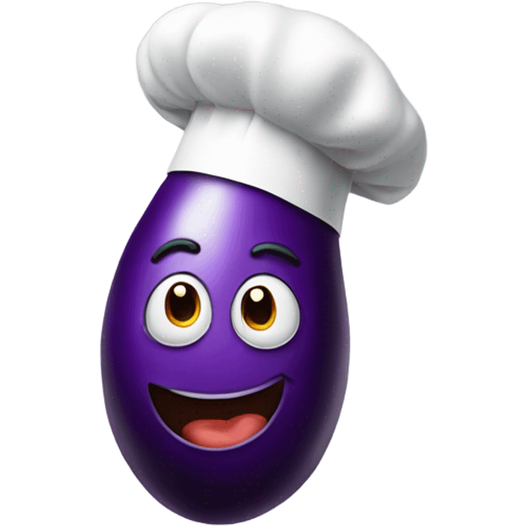 Eggplant emoji wearing chef’s hat emoji