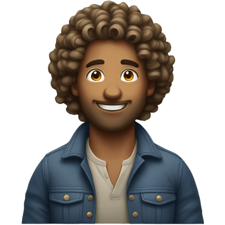 A man with voluminous curly hair. emoji