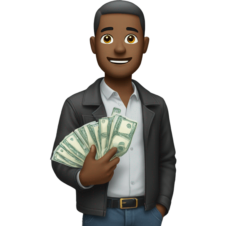 a man holding money in his hand emoji