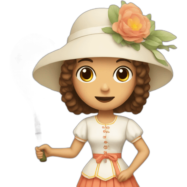 Kawaii historical spanish woman with tennis racket emoji