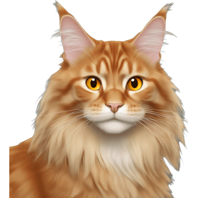 An orange maine coon with amber eyes emoji