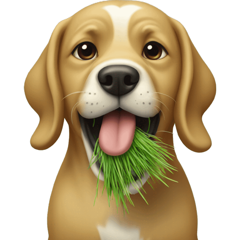 dog with grass in mouth emoji