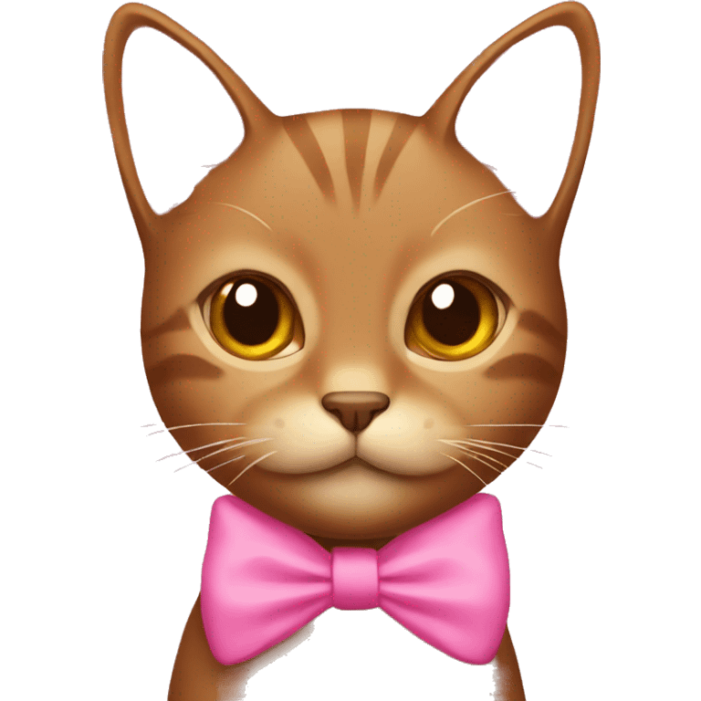 brown cat with pink bow emoji