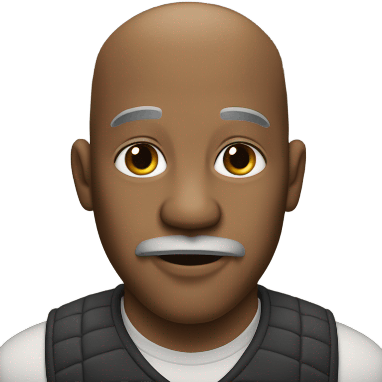 A bald,older heavyset Black man with a salt and pepper colored goatee type beard,  emoji