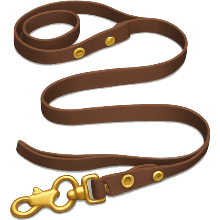 Brown dog leash with golden snap  emoji