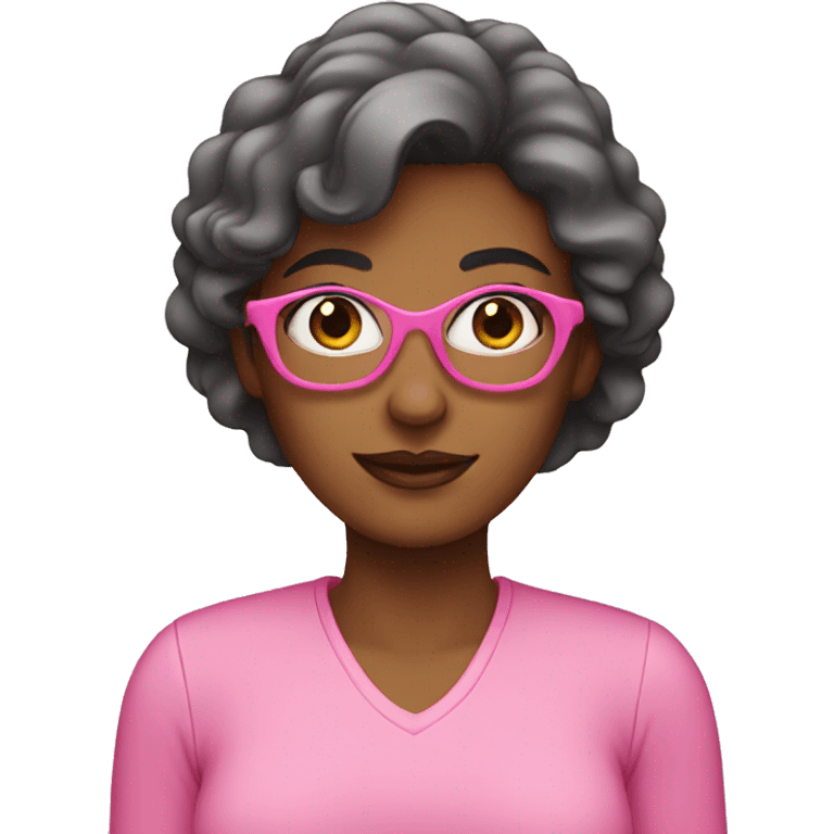 woman wearing pink emoji