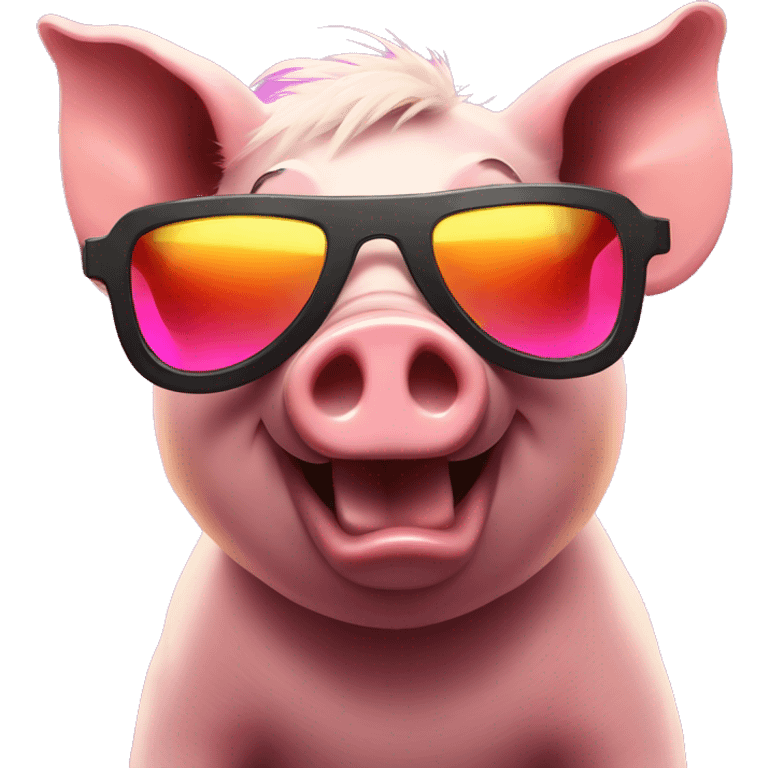 pig wearing sunglasses dancing with rave lights emoji