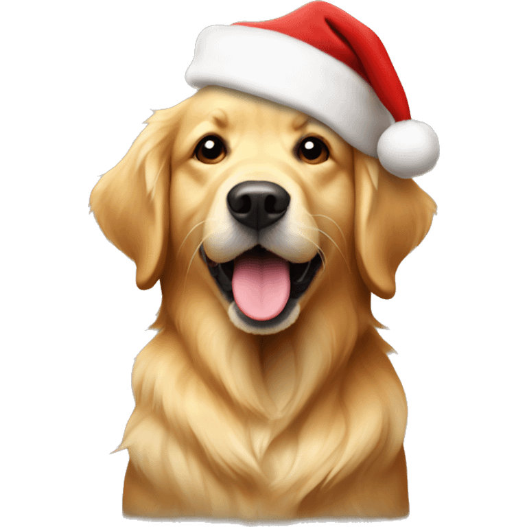 golden retriever with santa hat emoji