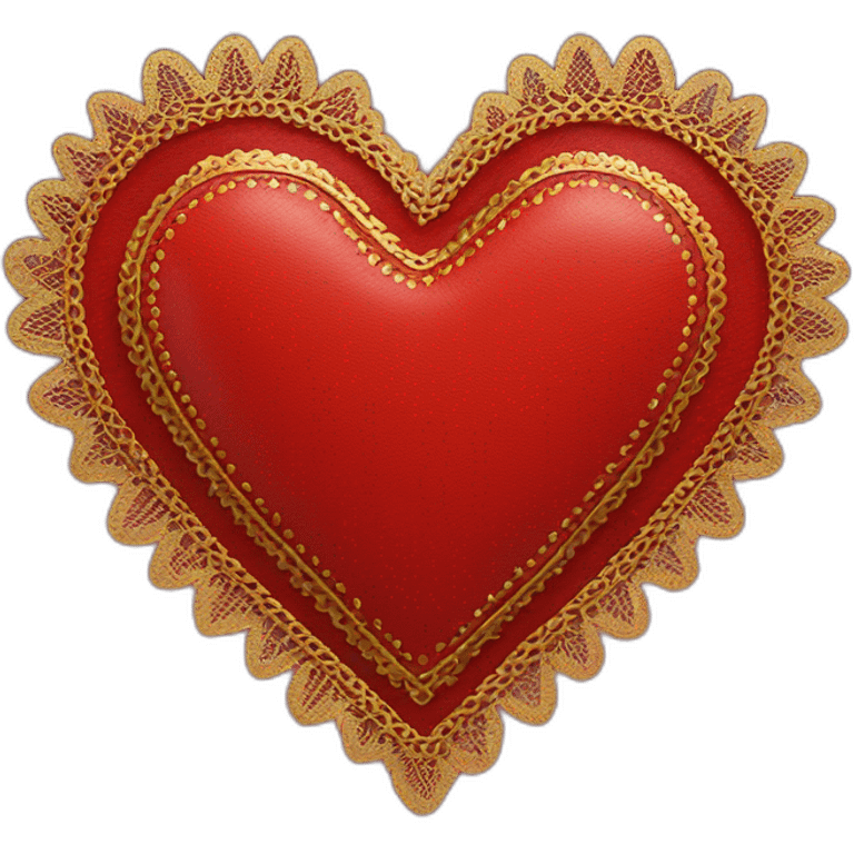 Red leather heart with gold lace border emoji