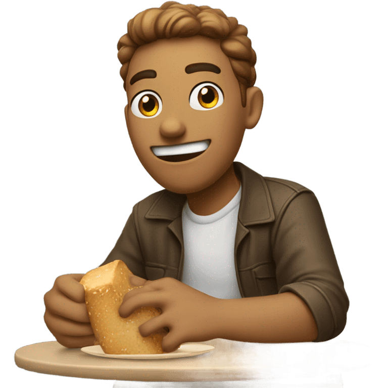 Guy eating rolls emoji