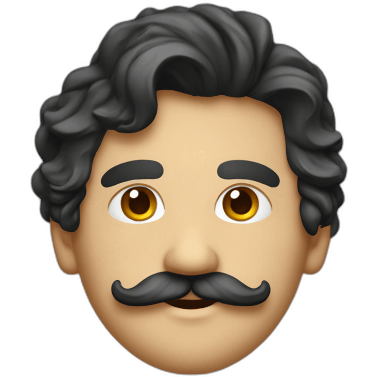 Espagnol avec une petite moustache et des cheveux noirs croler emoji