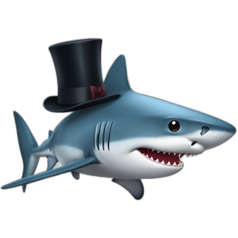 Shark with a top hat emoji