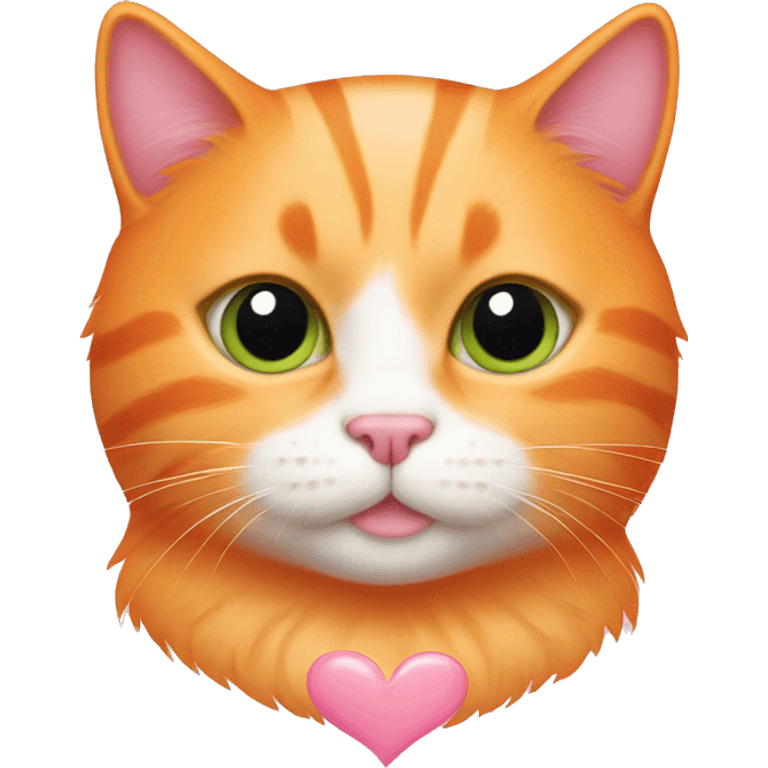 Orange cat with baby pink heart  emoji