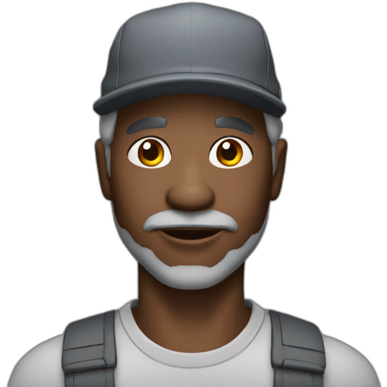 55 years old black  man with grey hair and cap emoji