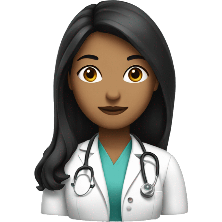 Female doctor with black long hair emoji