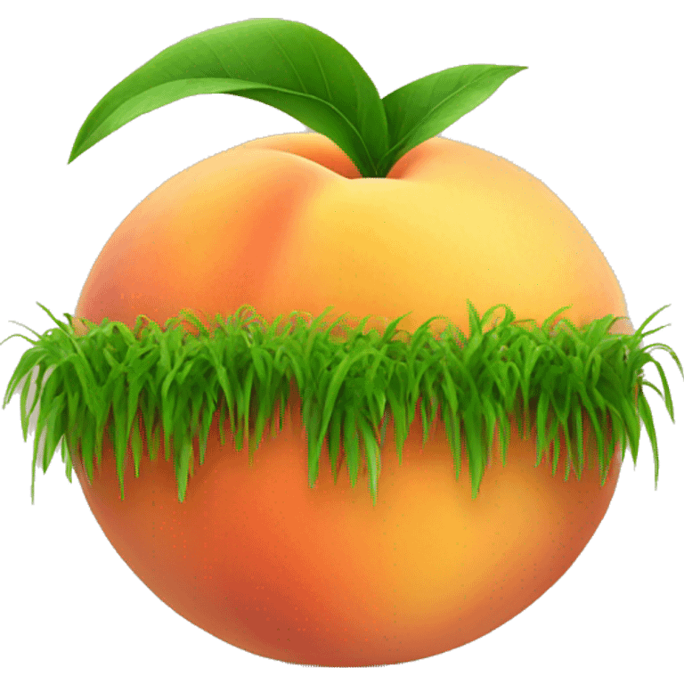 Peach with grass growing on it emoji