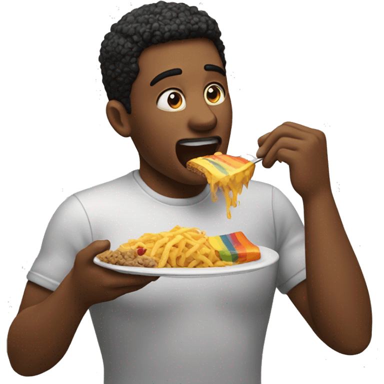 Gay man eating food emoji