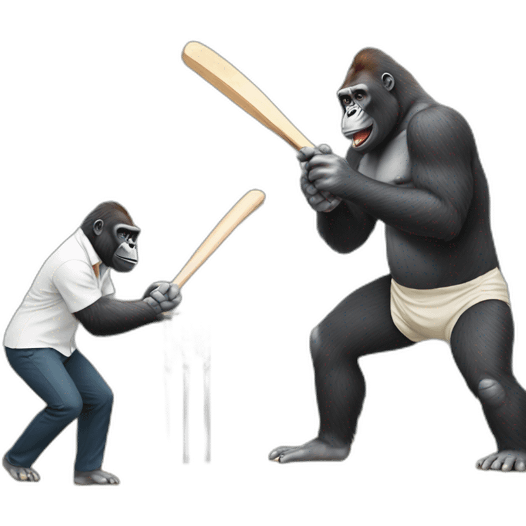 Gorilla Playing cricket with Modi emoji