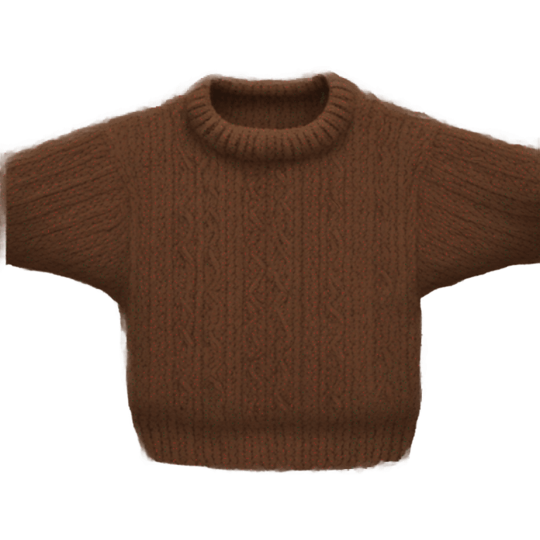 Brown cropped oversize wool sweater, isolated emoji