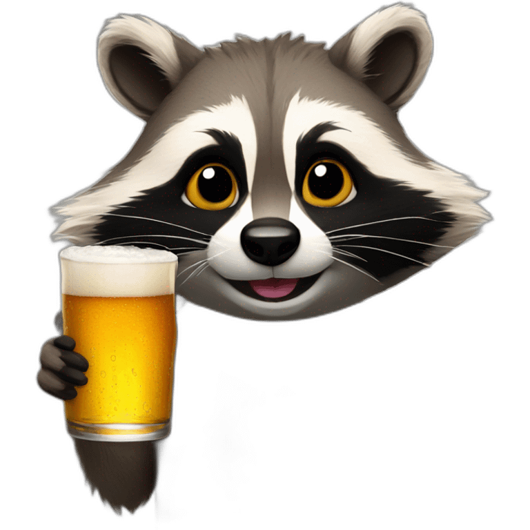 racoon drink beer emoji