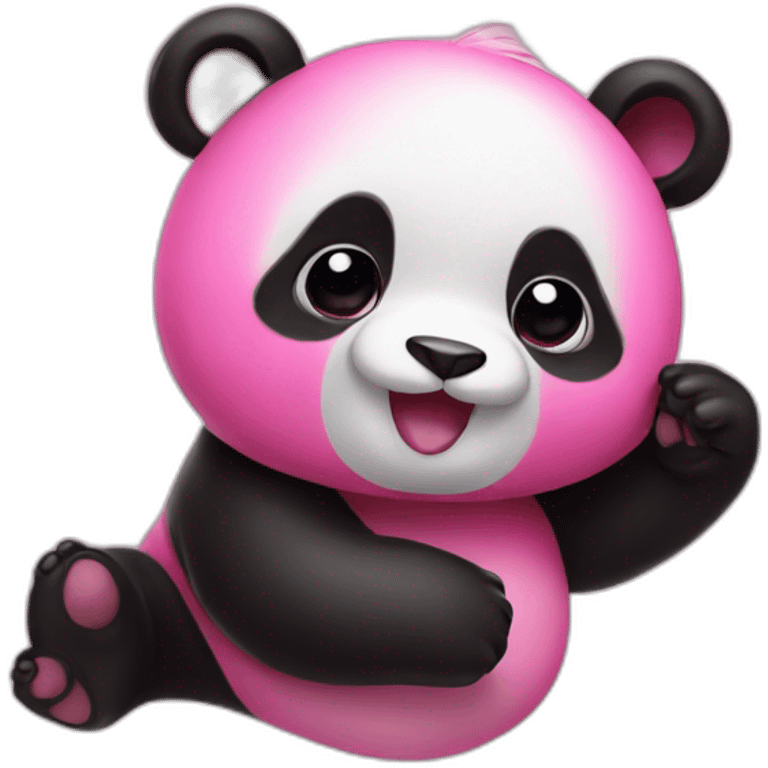 pink panda flying kiss emoji