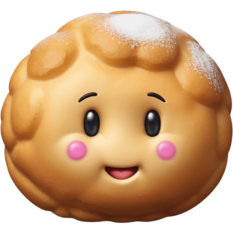 Cinematic Realistic Bu√±uelo Dessert Emoji, showcasing a fluffy, deep-fried dough ball dusted with sugar rendered with lifelike textures and warm, festive lighting. emoji