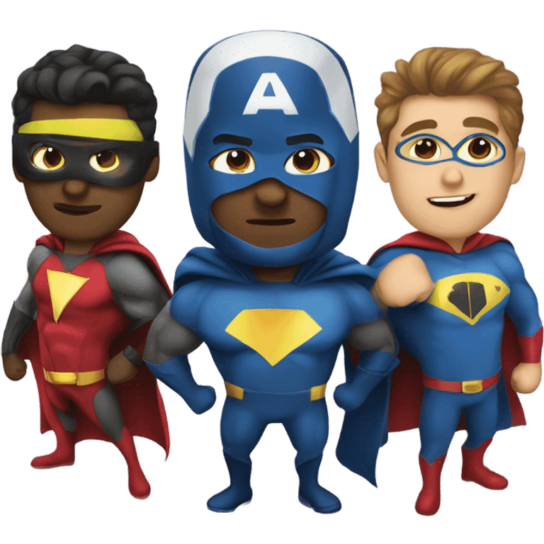 Three coworkers as super heros emoji