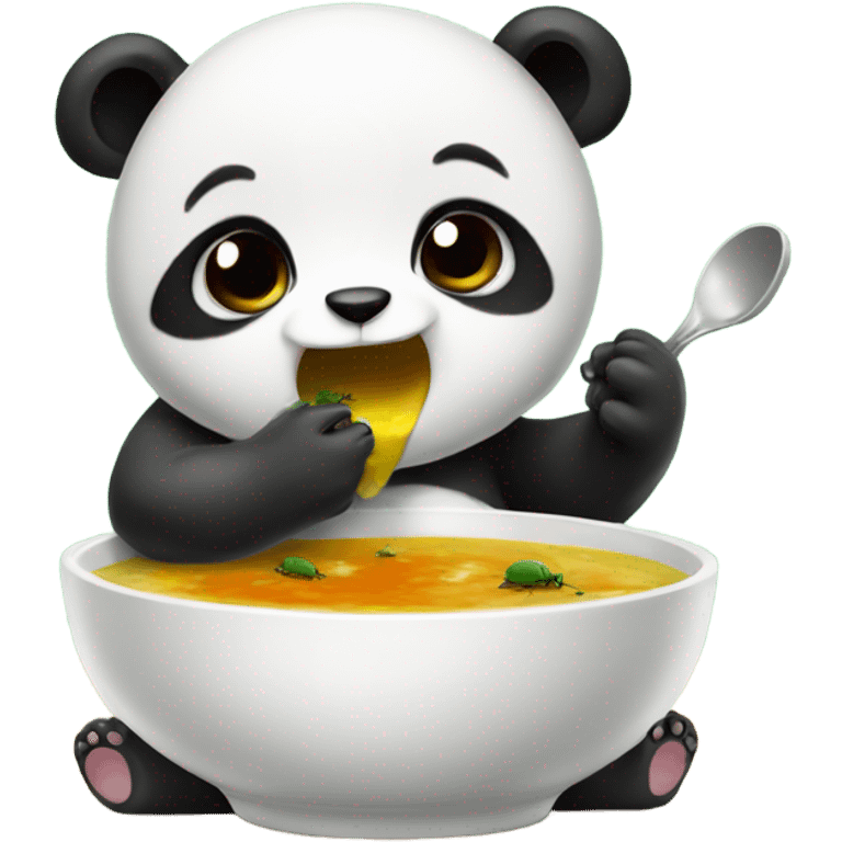 Baby panda eating bug bowl of soup emoji