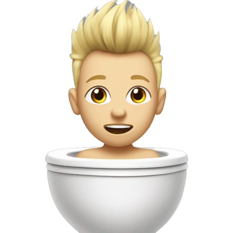 Blond Kid with mohawk named eli's head coming out of toilet emoji