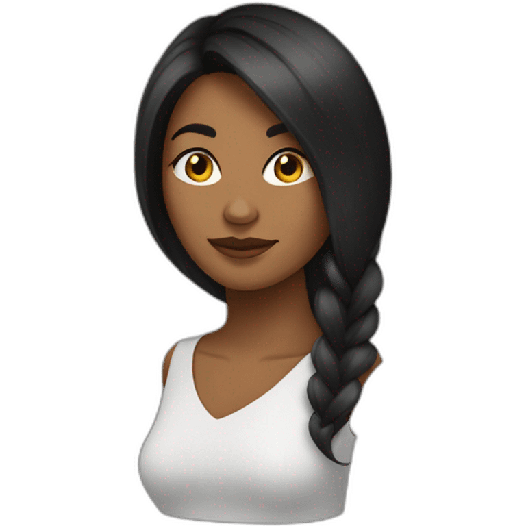 Cara mujer negra con pelo largo moreno emoji