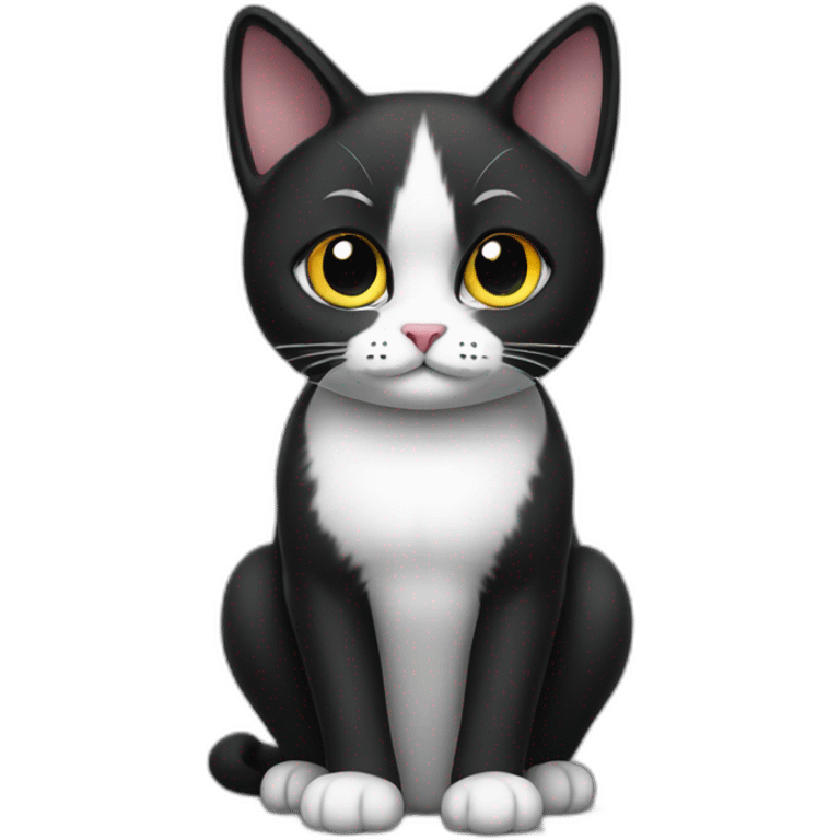 black white cat judging emoji