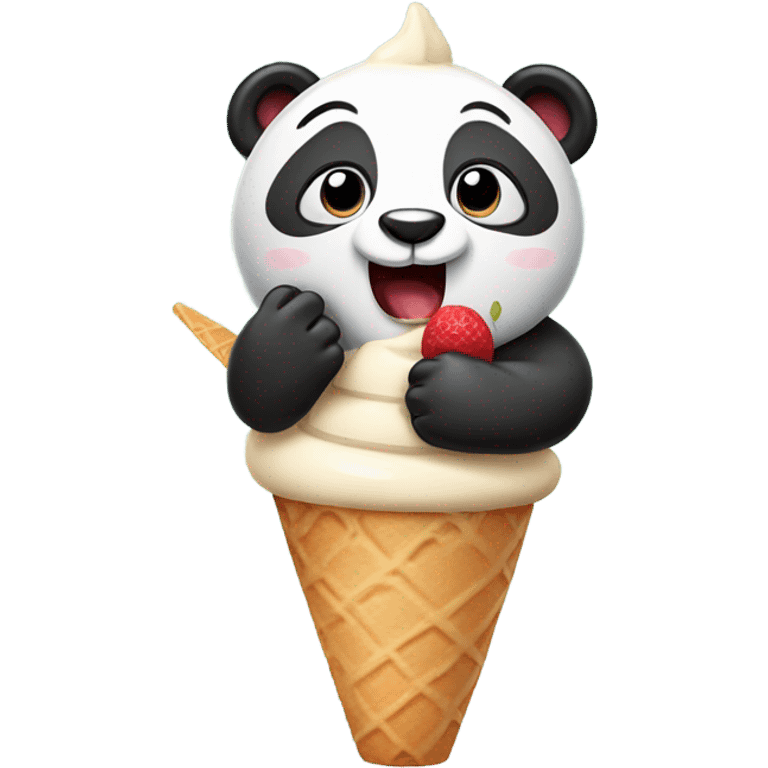 Panda eating ice cream emoji